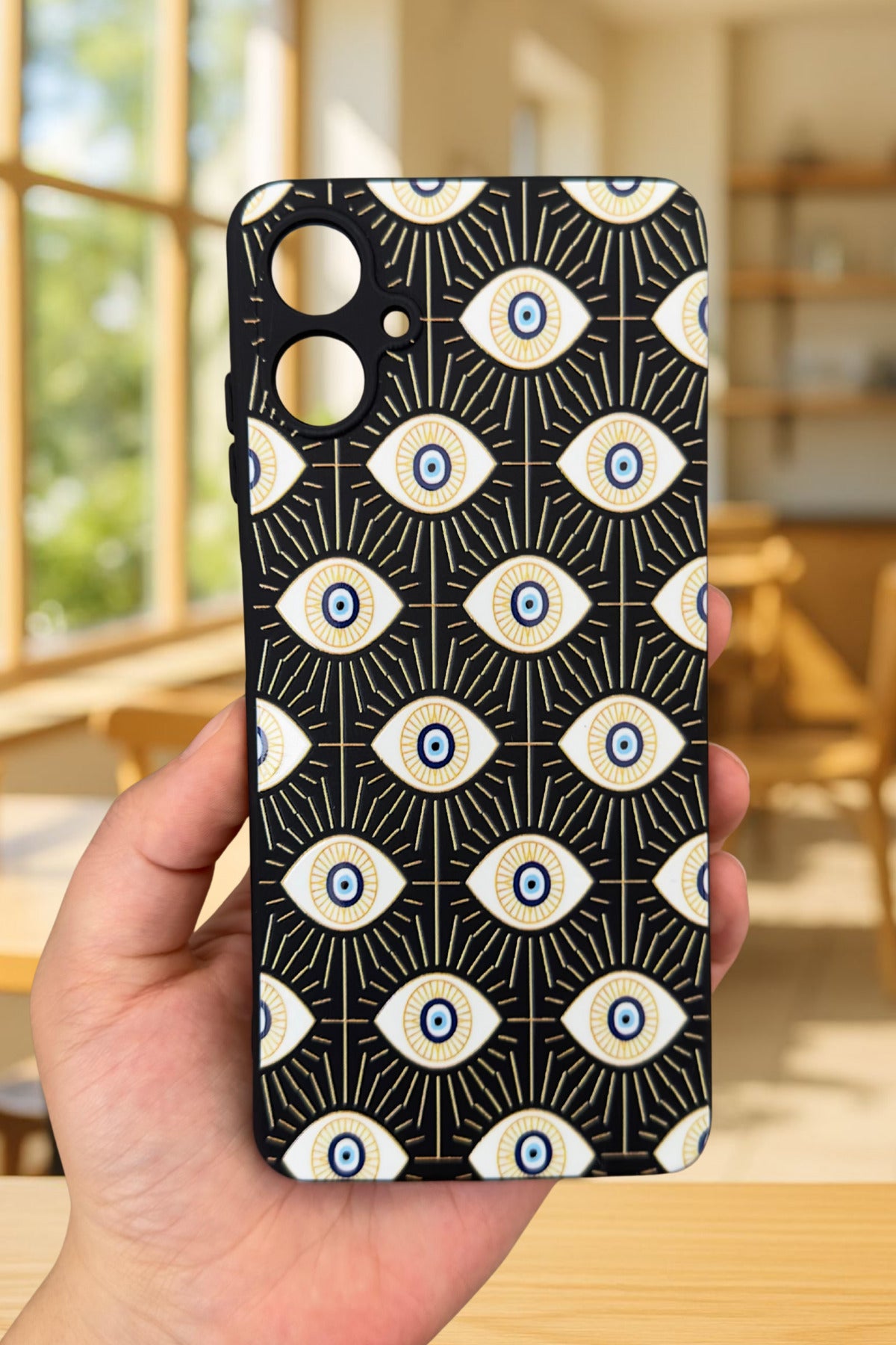 Samsung Galaxy A06 Uyumlu Evıl Eye Desenli Silikon Darbe Emici Klasik Korumalı Rubber Kılıf