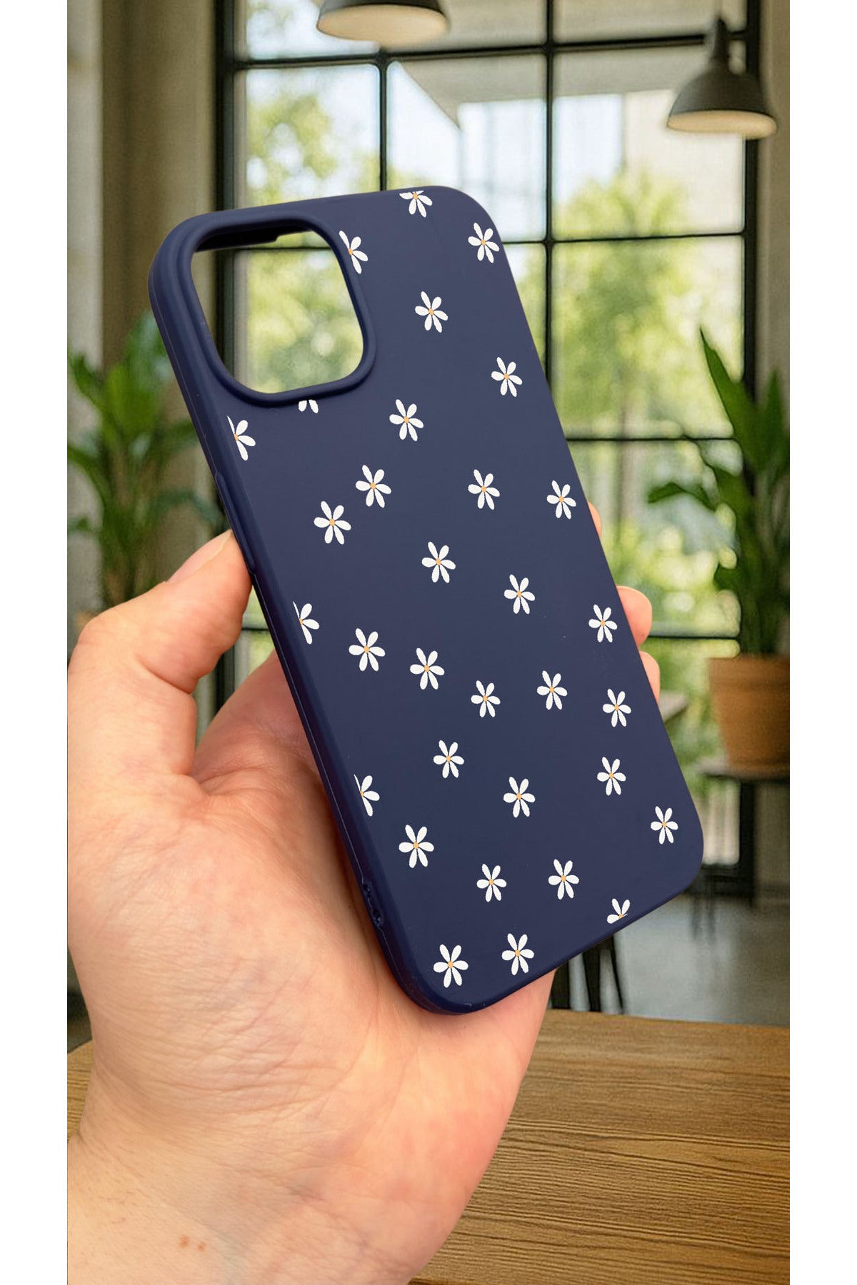 iPhone 13/14 - MİNİ PAPATYA DESENLİ Silikon Darbe Emici Klasik Korumalı Rubber Kılıf
