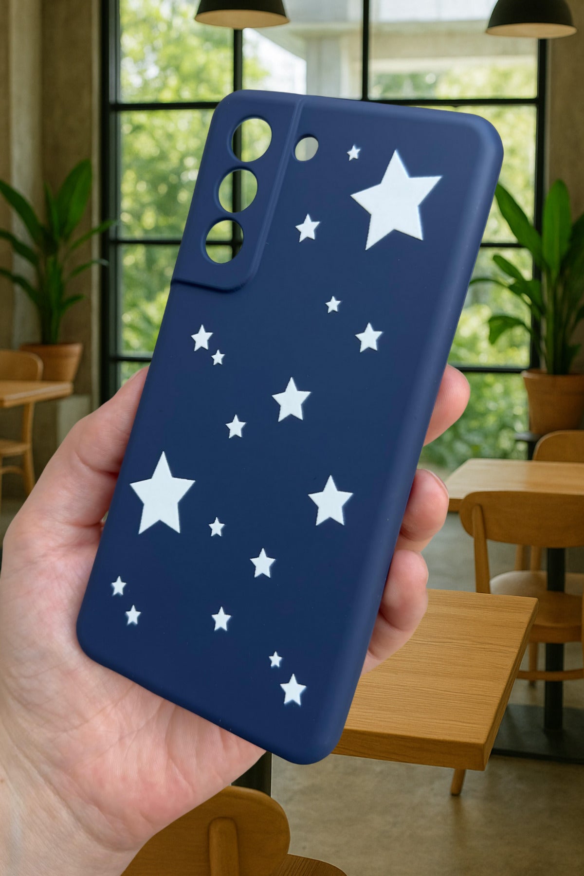 Samsung Galaxy S21 Fe - MİNİ YILDIZ DESENLİ Silikon Darbe Emici Klasik Korumalı Rubber Kılıf