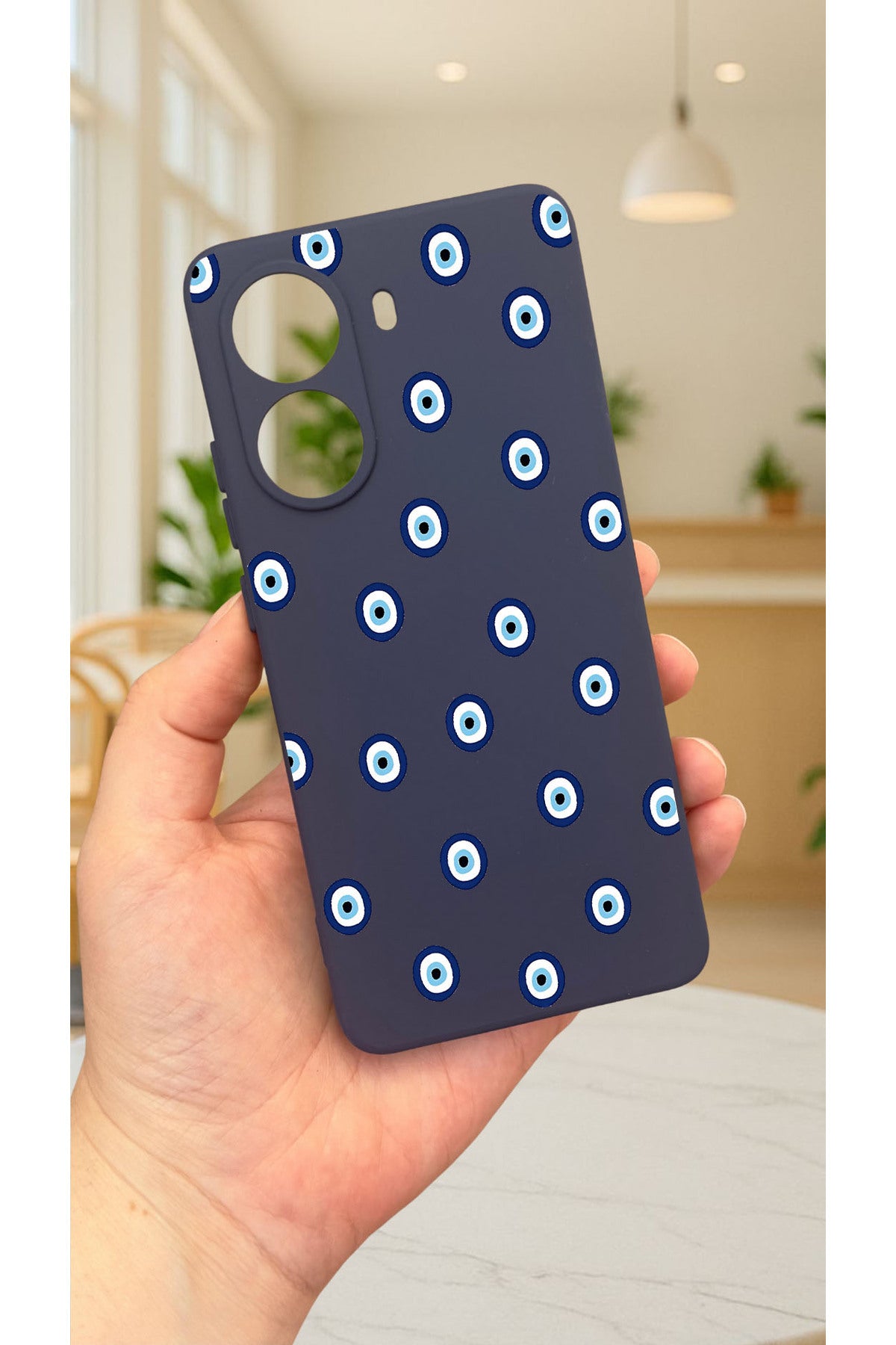 Xiaomi POCO X7 PRO NAZAR BONCUK DESENLİ Silikon Darbe Emici Klasik Korumalı Rubber Kılıf