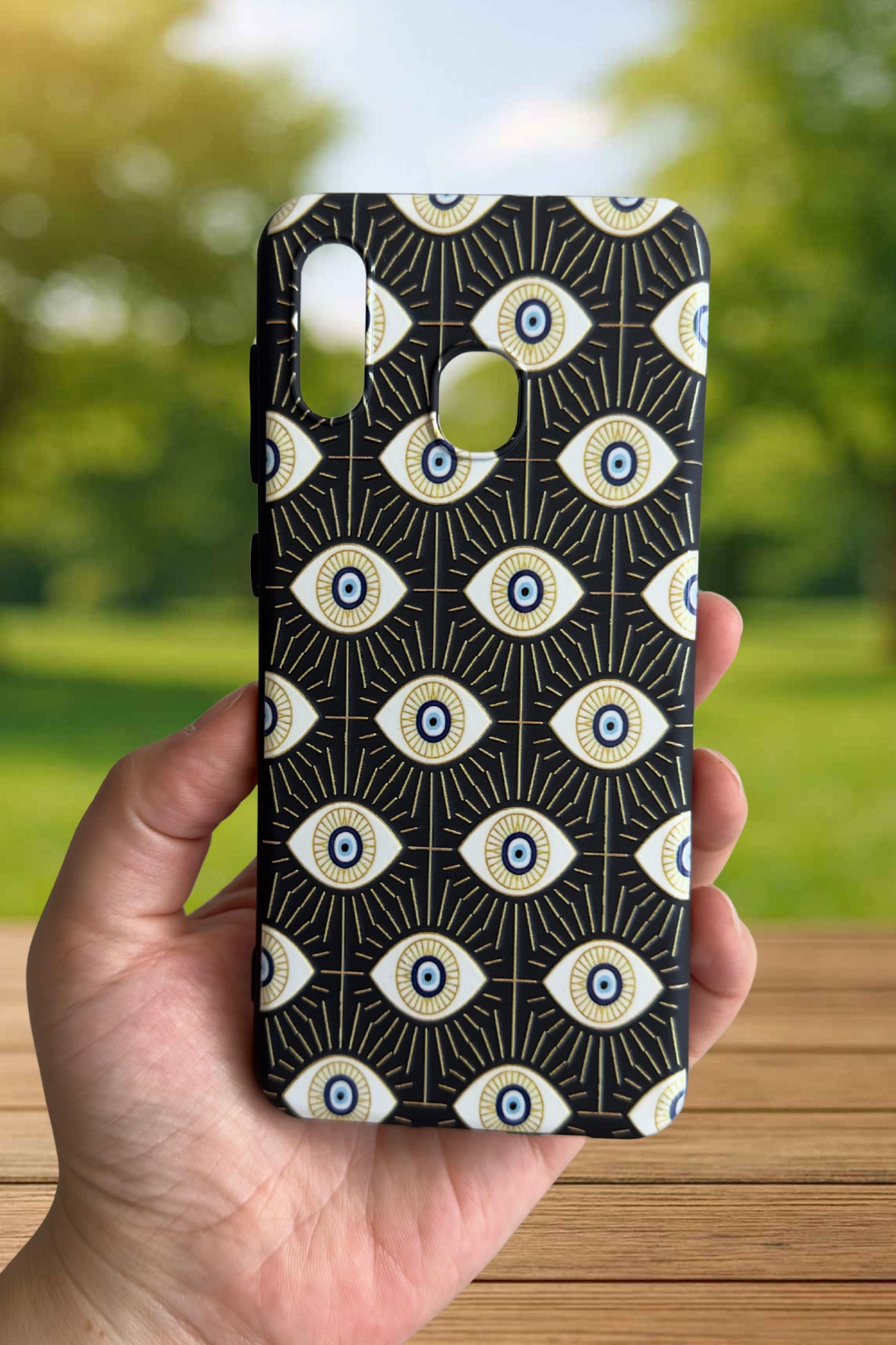 Samsung Galaxy A20 Uyumlu EVIL EYE Desenli Silikon Darbe Emici Klasik Korumalı Rubber Kılıf