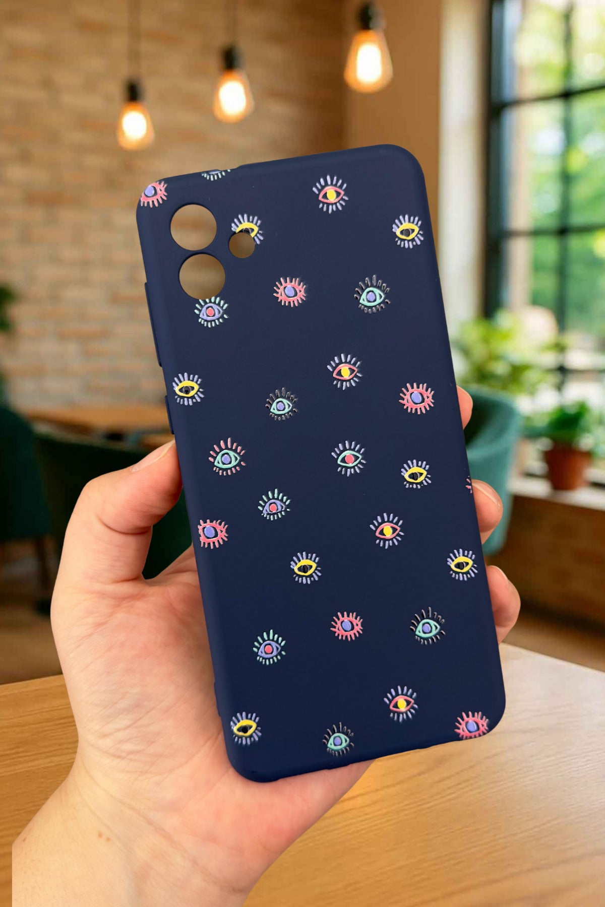Samsung Galaxy A04 - MİNİ EVIL EYE DESENLİ Silikon Darbe Emici Klasik Korumalı Rubber Kılıf