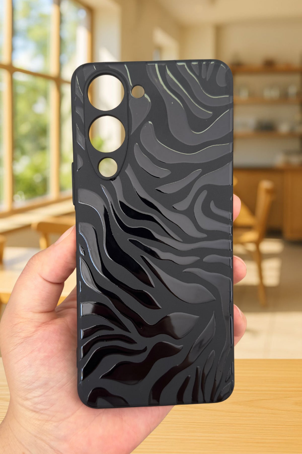 VİVO Y19 Uyumlu Zebra Desenli Silikon Darbe Emici Klasik Korumalı Rubber Kılıf