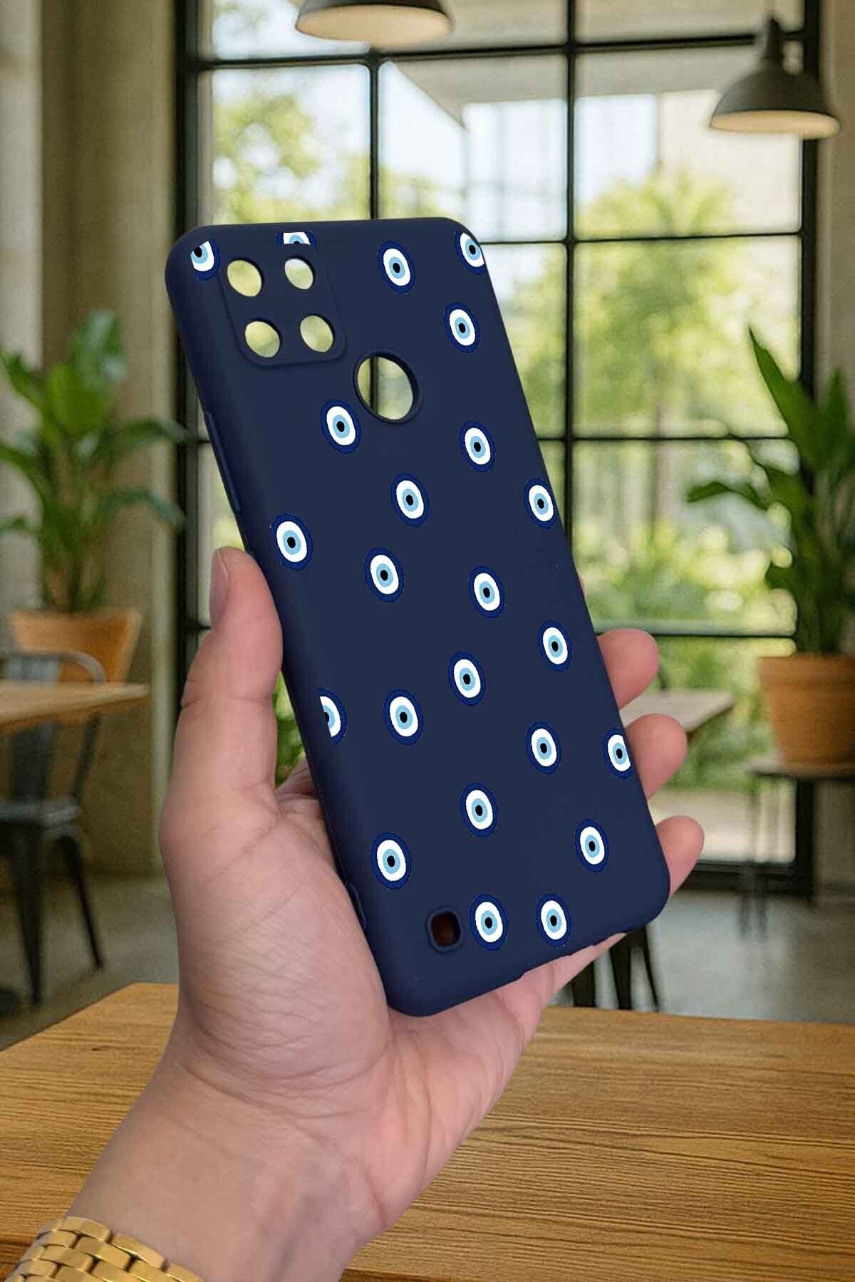Realme C21Y Ve C25Y - NAZAR BONCUK DESENLİ Silikon Darbe Emici Klasik Korumalı Rubber Kılıf