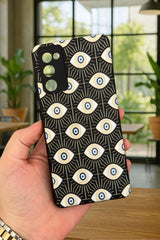 Samsung Galaxy S20 Fe - Evıl Eye Desenli Silikon Darbe Emici Klasik Korumalı Rubber Kılıf