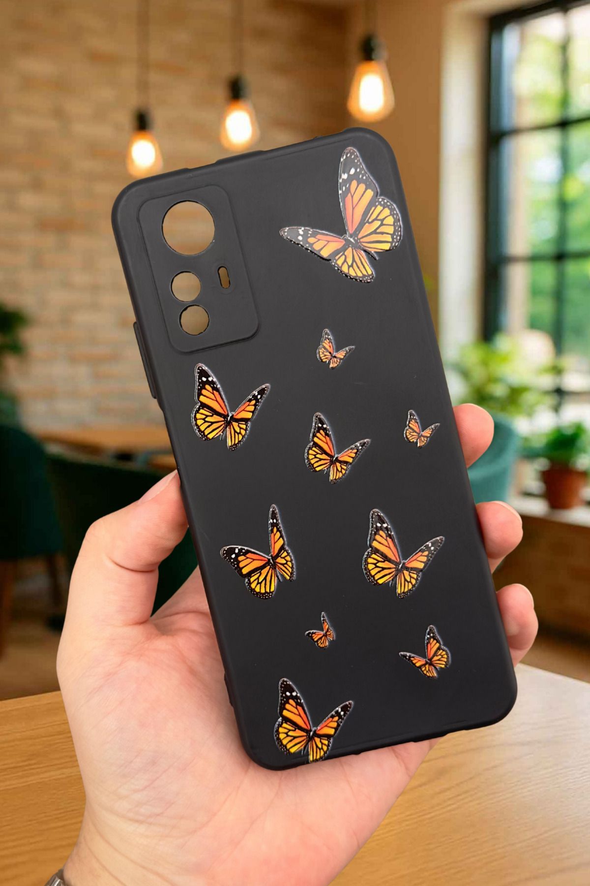 Xiaomi Redmi Note 12S KELEBEK DESENLİ Silikon Darbe Emici Klasik Korumalı Rubber Kılıf