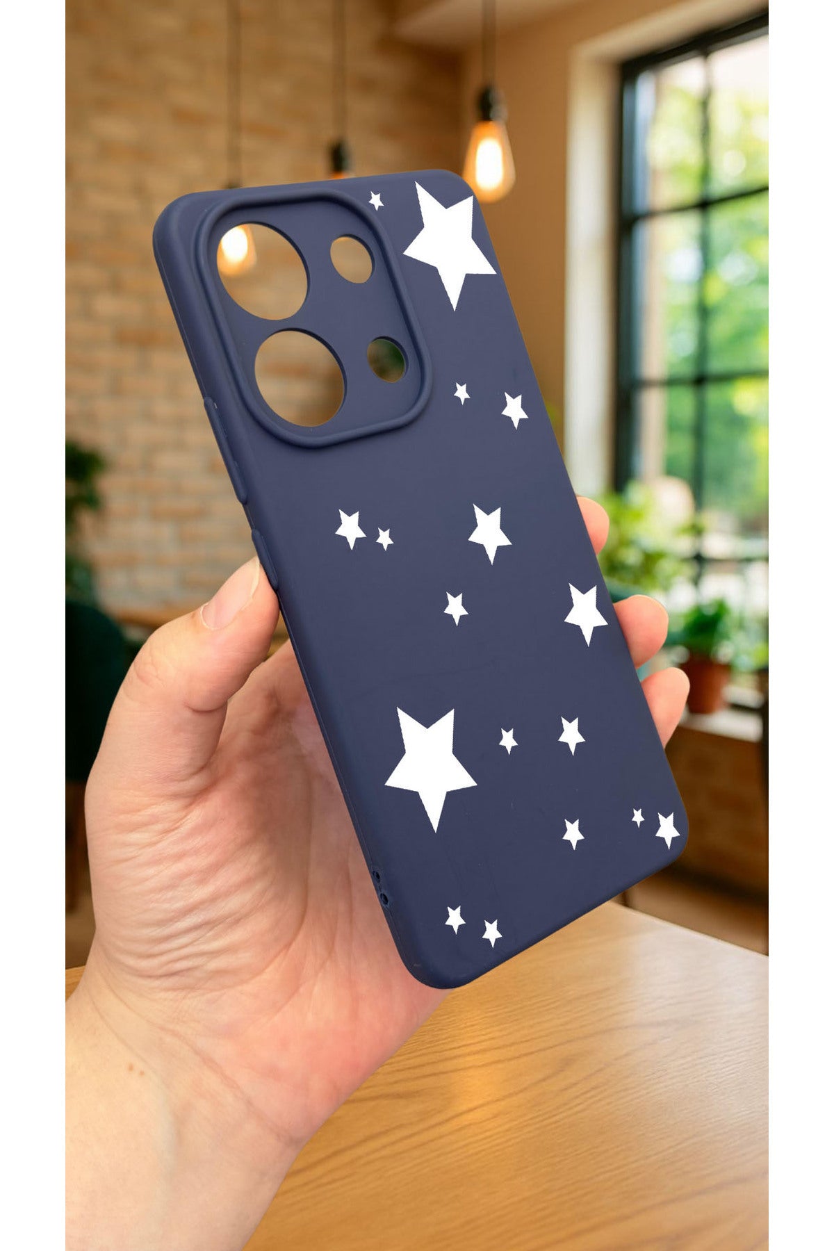 Redmi Note 13 4G MİNİ YILDIZ DESENLİ Uyumlu Silikon Darbe Emici Klasik Korumalı Rubber Kılıf