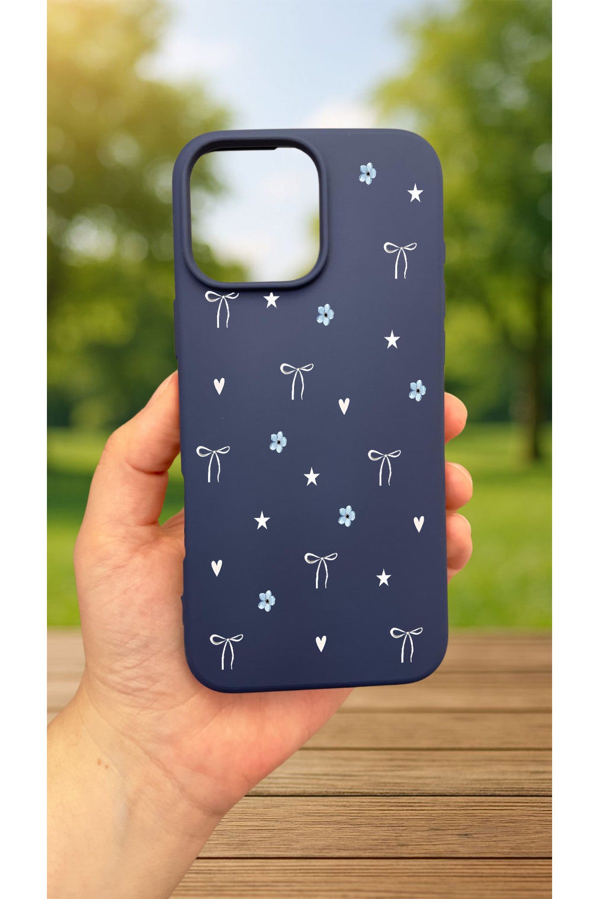 iPhone 15 Pro Max -MİNİ FİYONK DESENLİ Silikon Darbe Emici Klasik Korumalı Rubber Kılıf