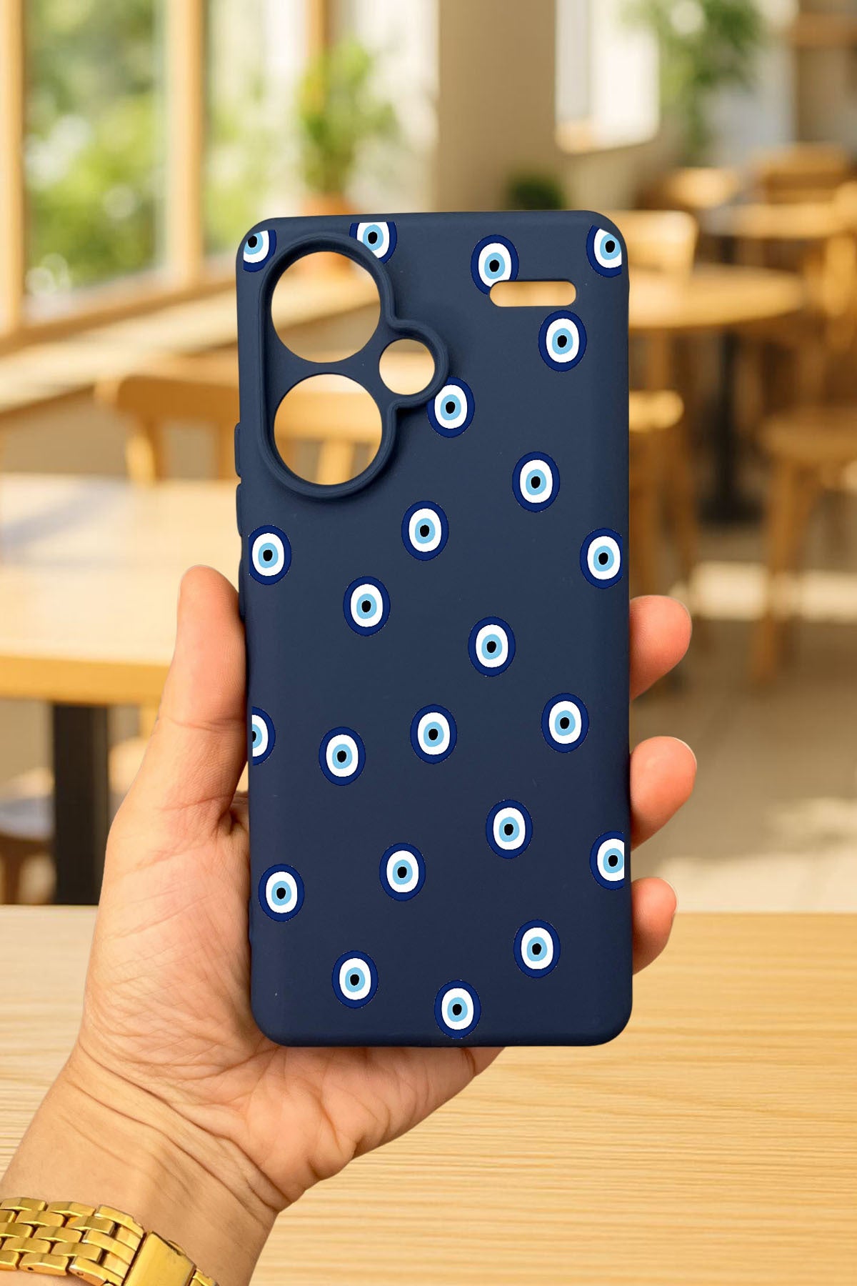 Redmi Note 13 Pro Plus - NAZAR BONCUK DESENLİ Silikon Darbe Emici Klasik Korumalı Rubber Kılıf
