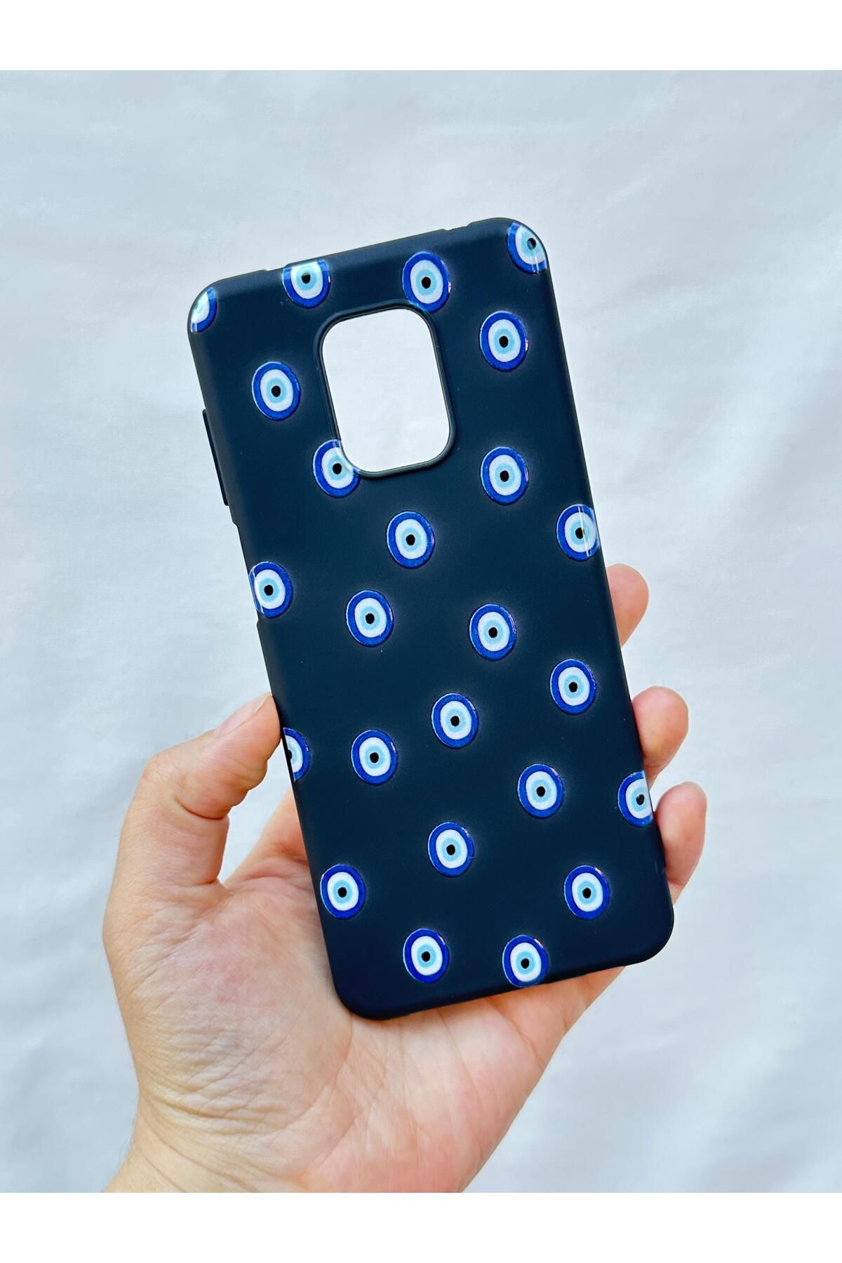 Redmi Note 9Pro/9S Uyumlu Nazar Boncuk Desenli Silikon Darbe Emici Klasik Korumalı Rubber Kılıf