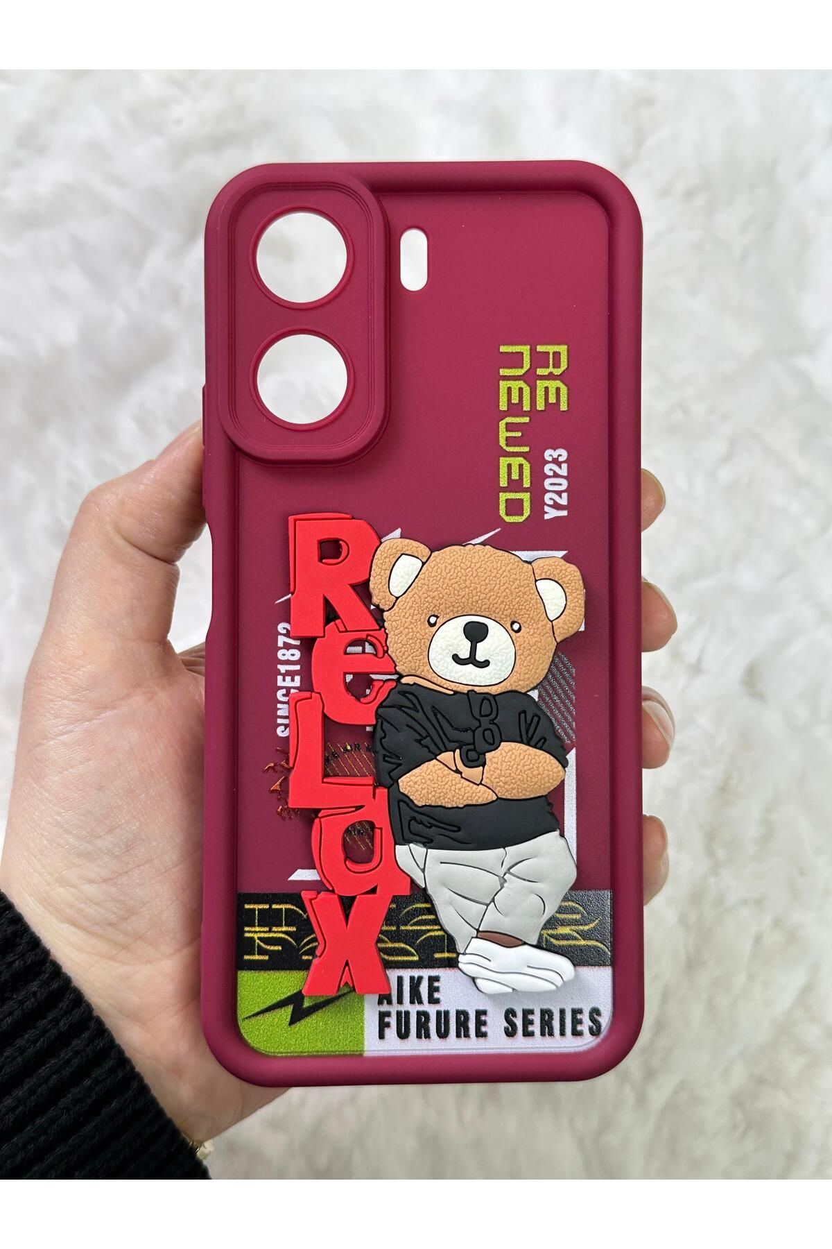 Xiaomi Redmi 13C - Kabartmalı 3D Ayıcık Desenli Silikon Kamera Korumalı Lansman Ayıcıklı Kılıf