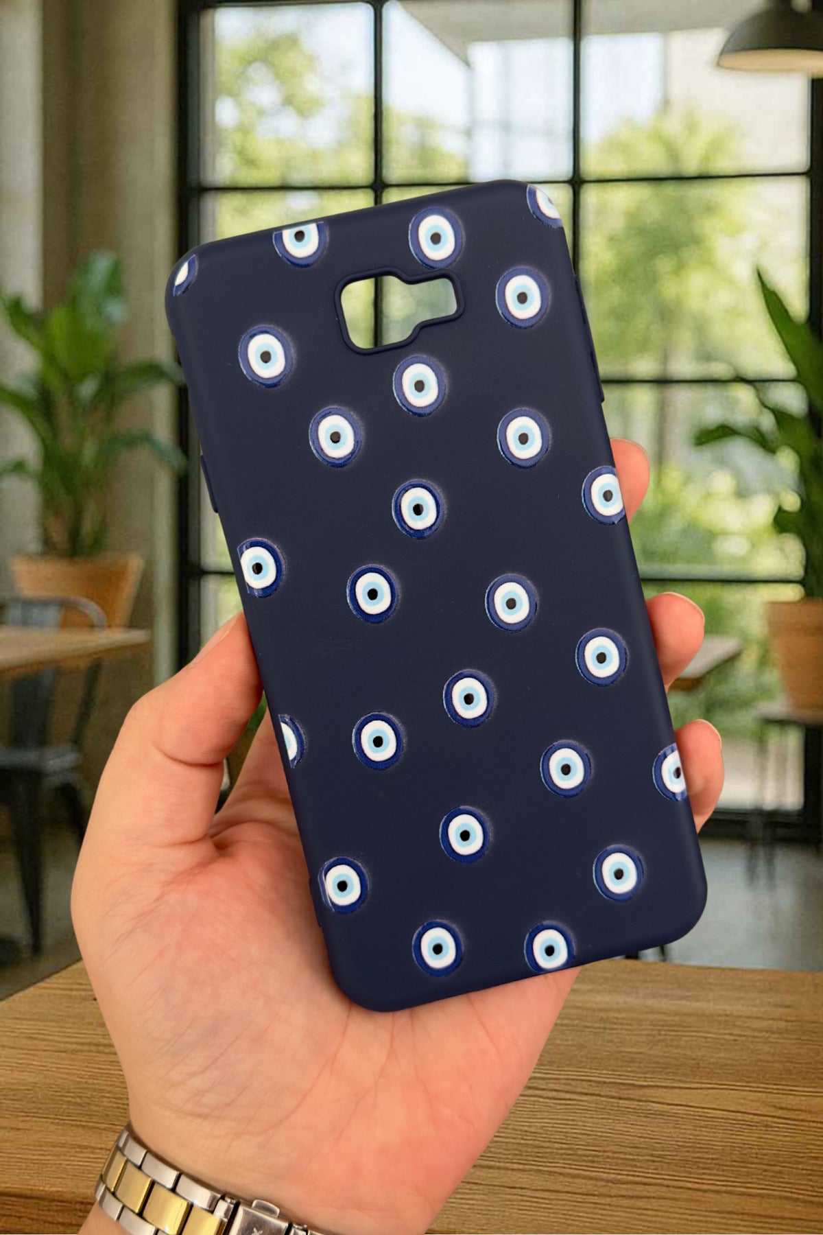 Samsung Galaxy J7 Prime - Nazar Boncuk Desenli Silikon Darbe Emici Klasik Korumalı Rubber Kılıf