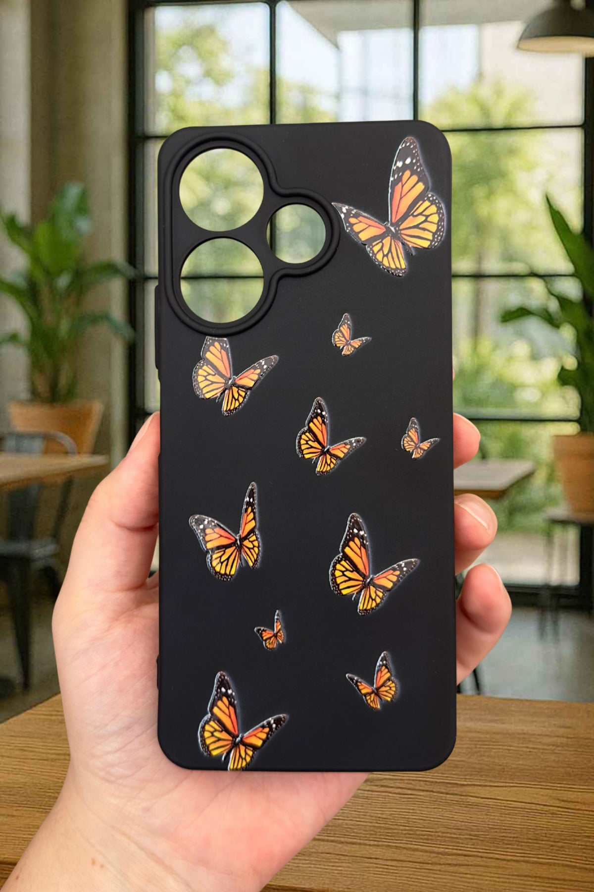 Xiaomi Redmi 13 4G KELEBEK DESENLİ Silikon Darbe Emici Klasik Korumalı Rubber Kılıf