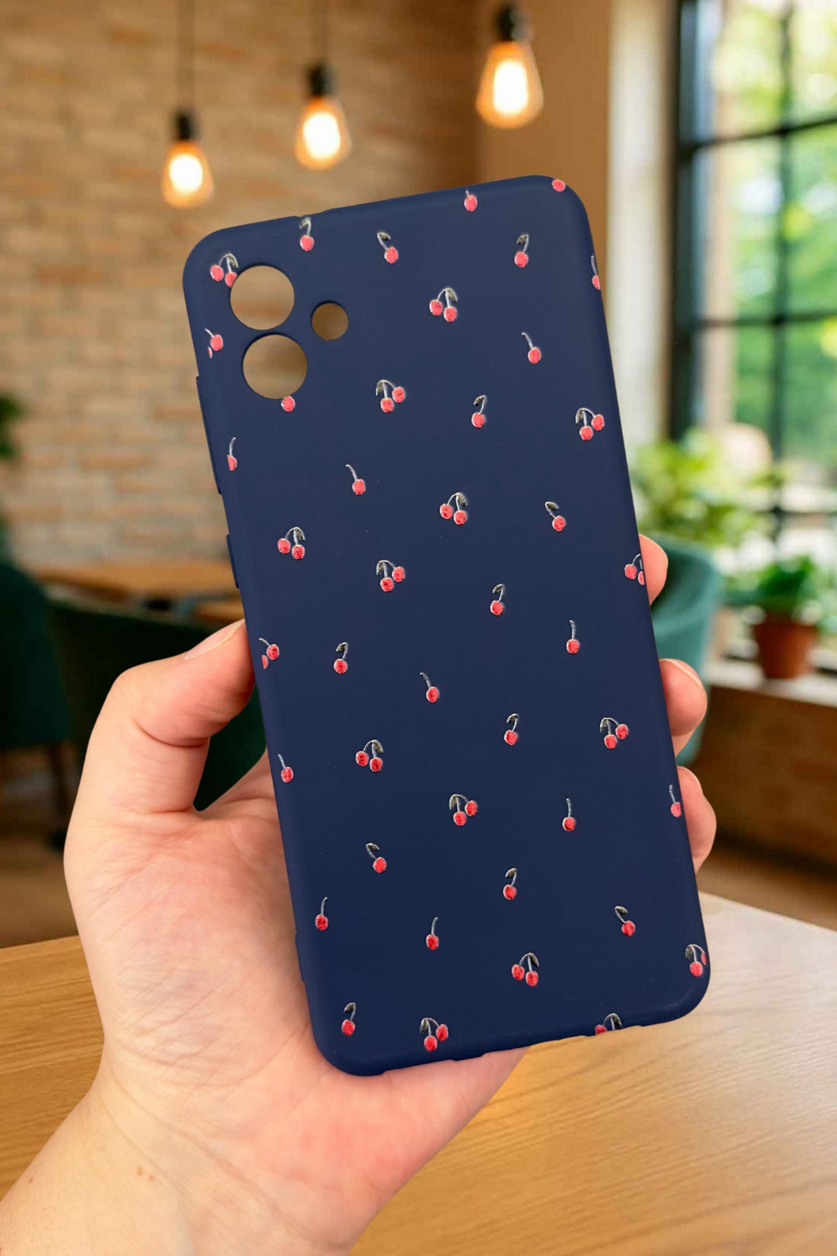 Samsung Galaxy A04 - MİNİ KİRAZ DESENLİ Silikon Darbe Emici Klasik Korumalı Rubber Kılıf