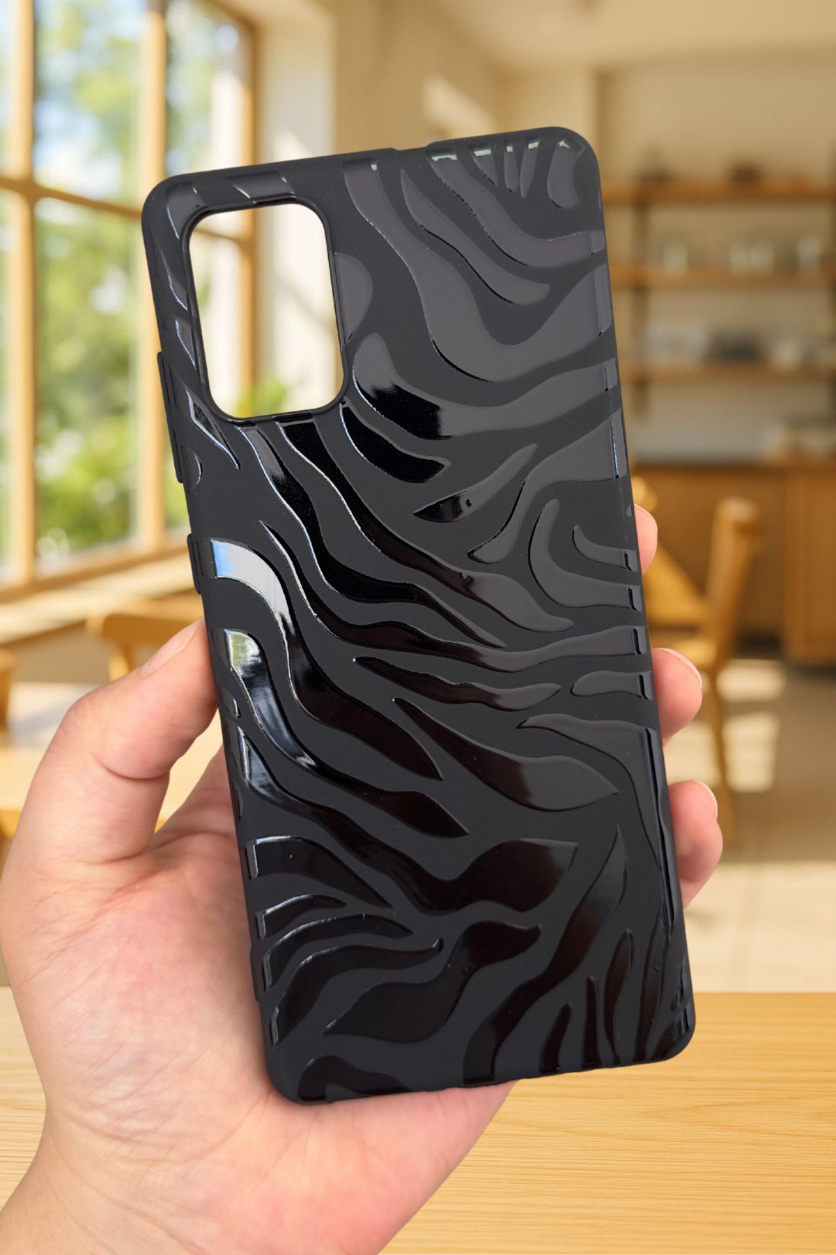 Samsung Galaxy A51 Uyumlu Zebra Desenli Silikon Darbe Emici Klasik Korumalı Rubber Kılıf