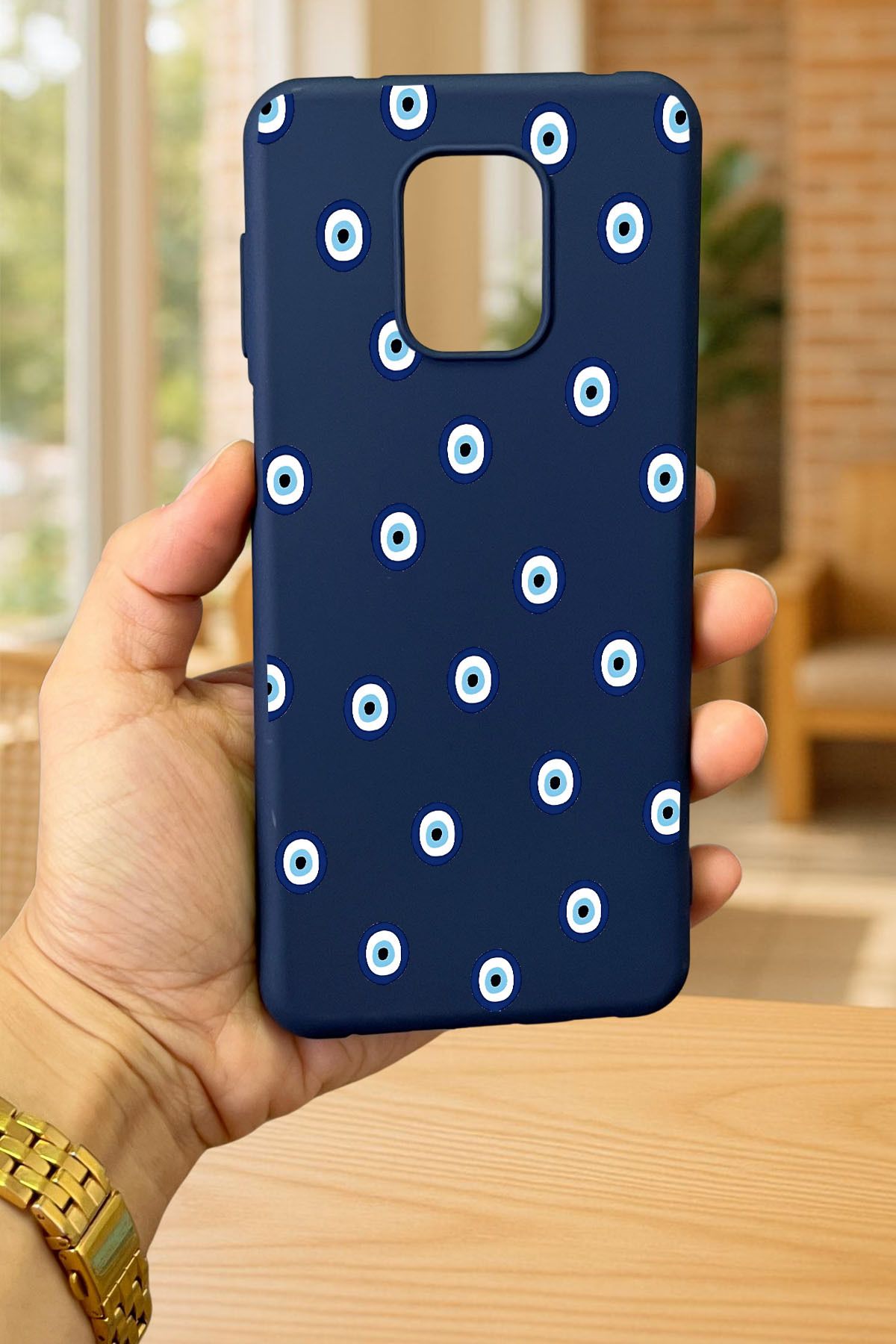 Redmi Note 9 Pro/9S Uyumlu NAZAR BONCUK DESENLİ Silikon Darbe Emici Klasik Korumalı Rubber Kılıf