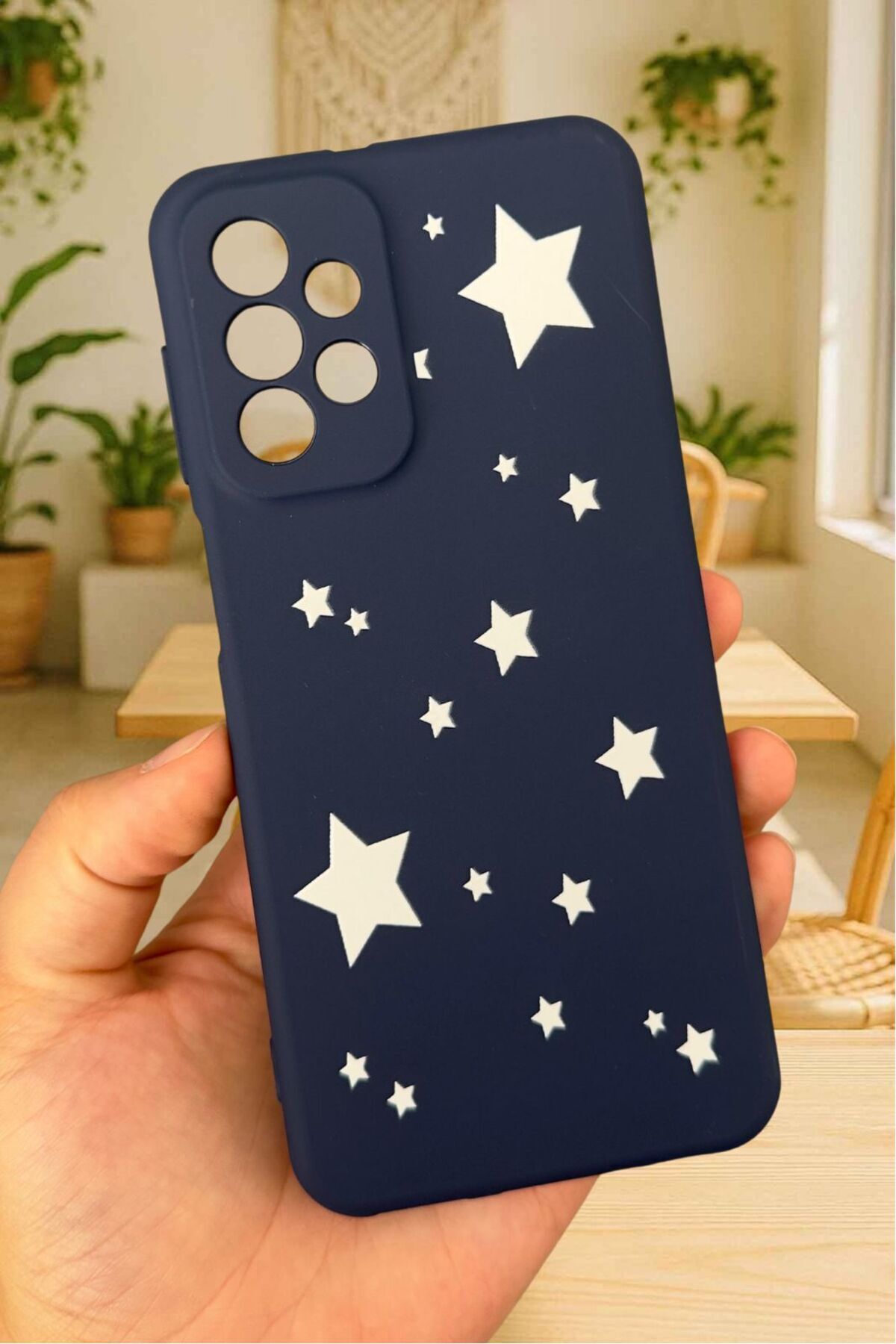 Samsung Galaxy A23 Uyumlu Mini Yıldız Desenli Silikon Darbe Emici Klasik Korumalı Rubber Kılıf