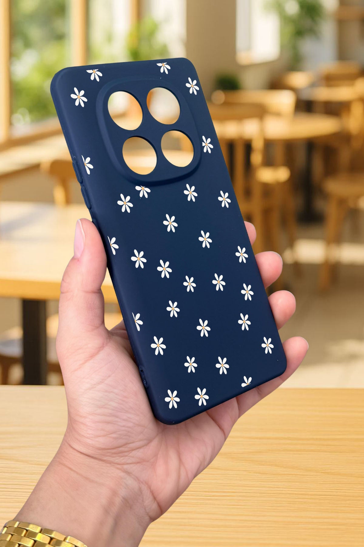 Xiaomi Redmi Note 14 Pro 4G-MİNİ PAPATYA DESENLİ Silikon Darbe Emici Klasik Korumalı Rubber Kılıf