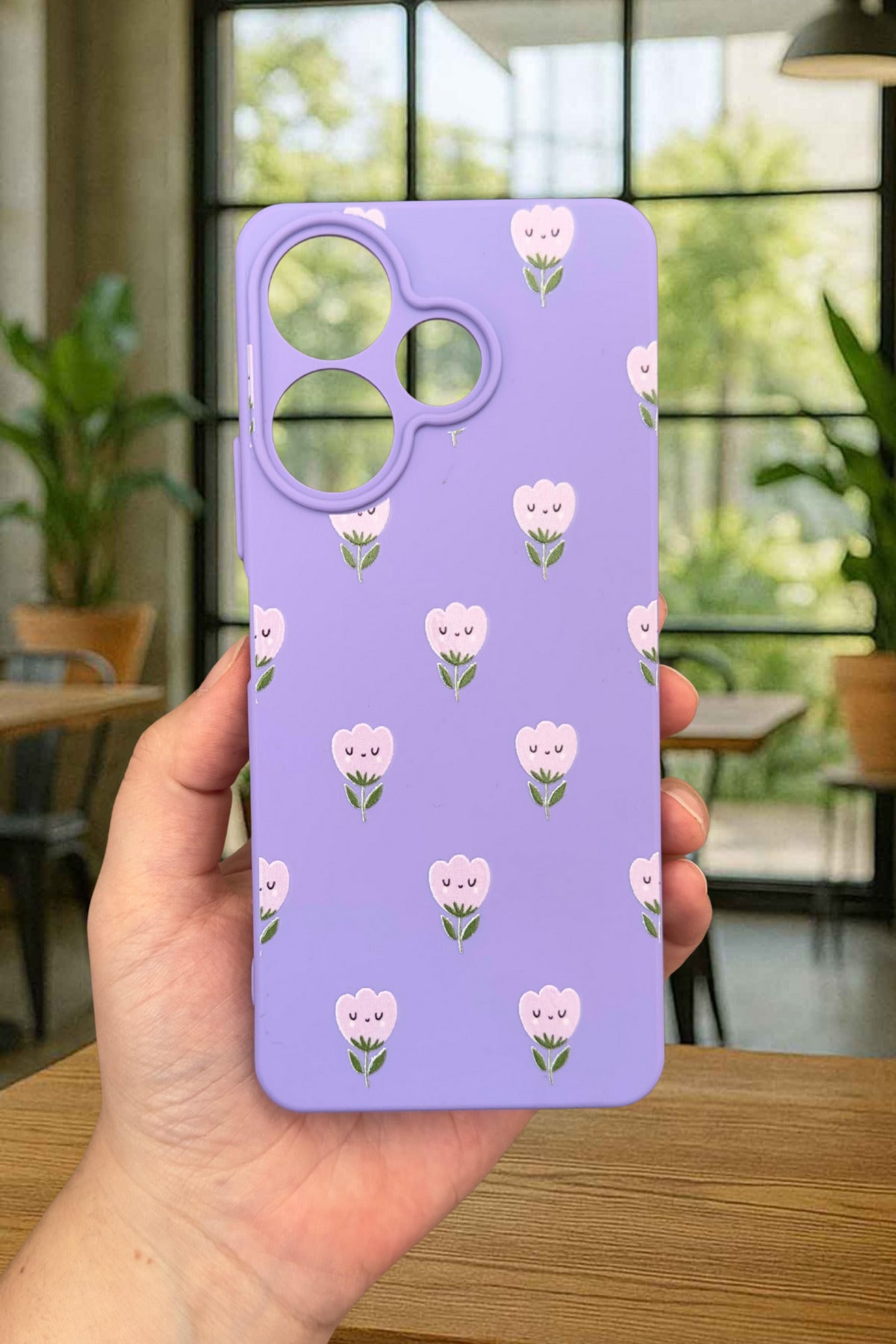 Xiaomi Redmi 13 4G MİNİ LALE DESENLİ Silikon Darbe Emici Klasik Korumalı Rubber Kılıf