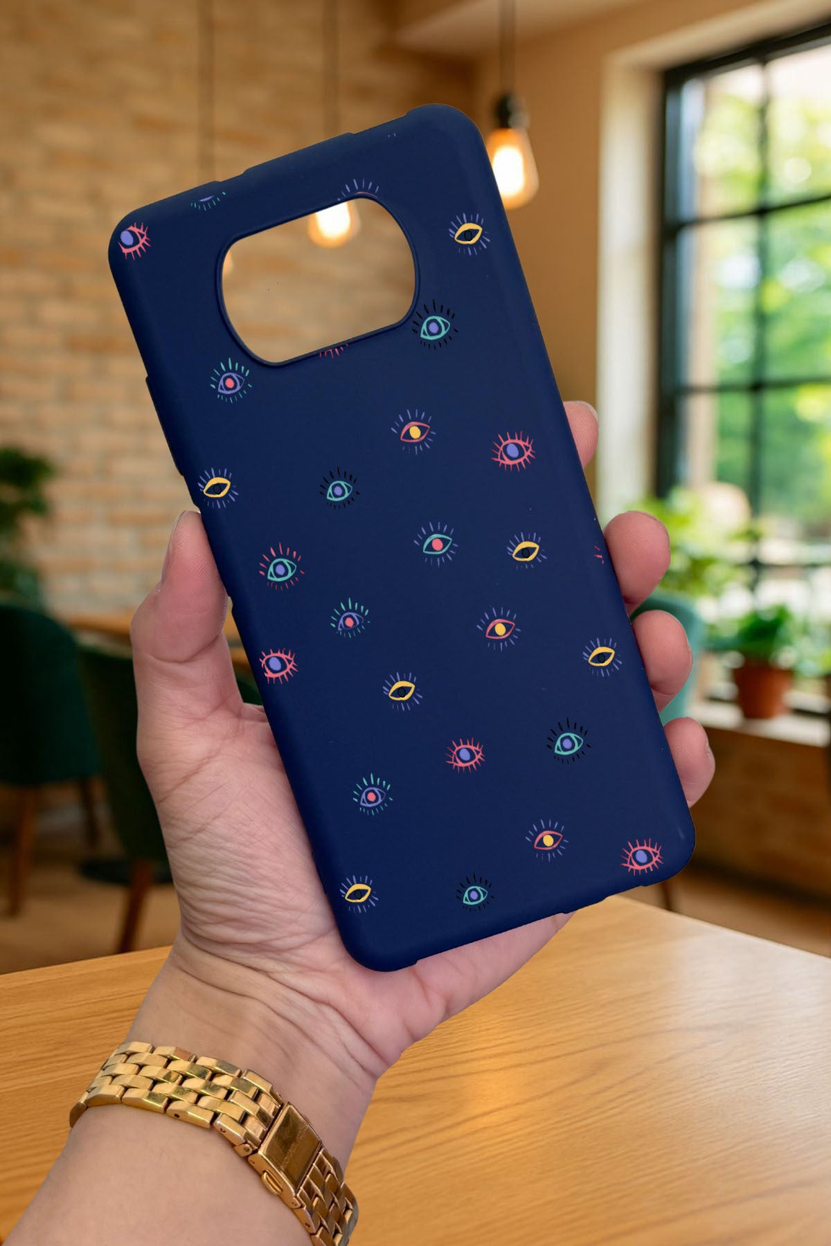 Poco X3 ve X3 Pro -MİNİ EVIL EYE DESENLİ Silikon Darbe Emici Klasik Korumalı Rubber Kılıf