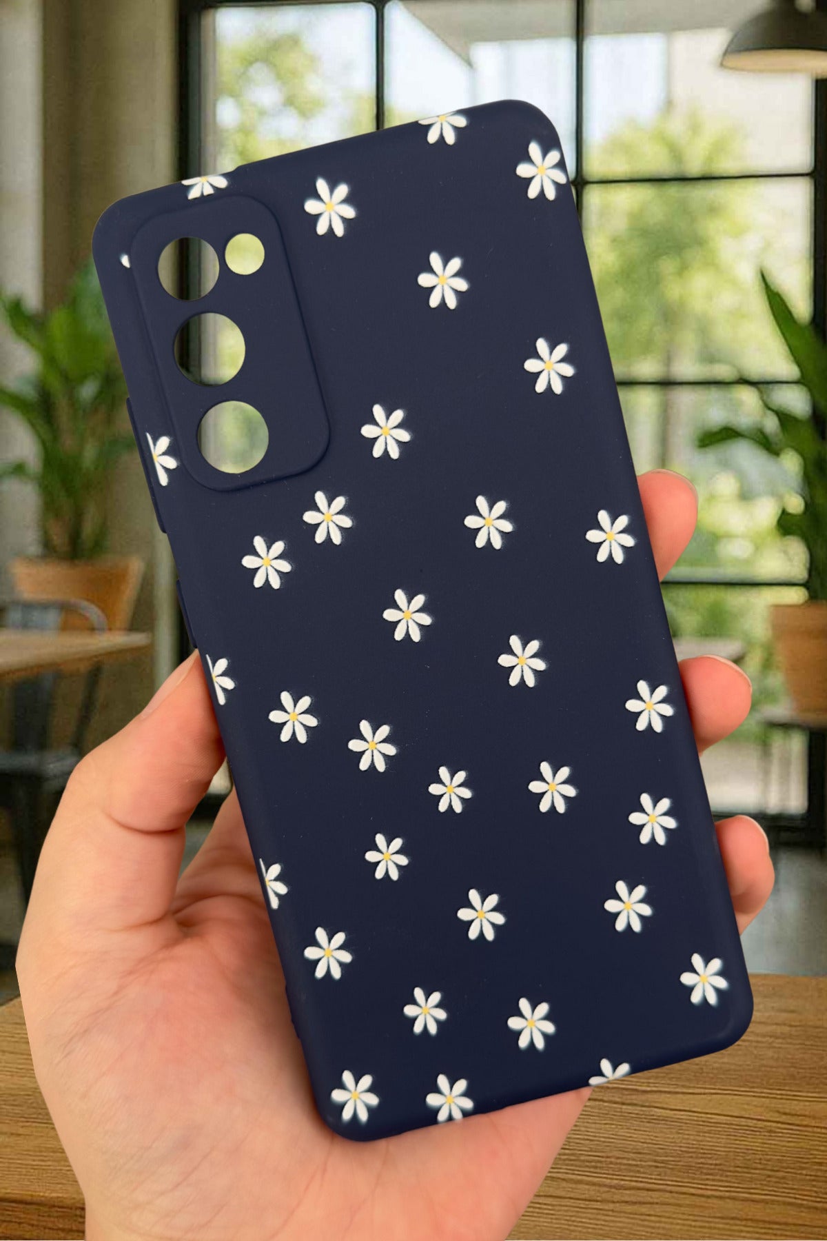 Samsung Galaxy S20 Fe - Mini Papatya Desenli Silikon Darbe Emici Klasik Korumalı Rubber Kılıf