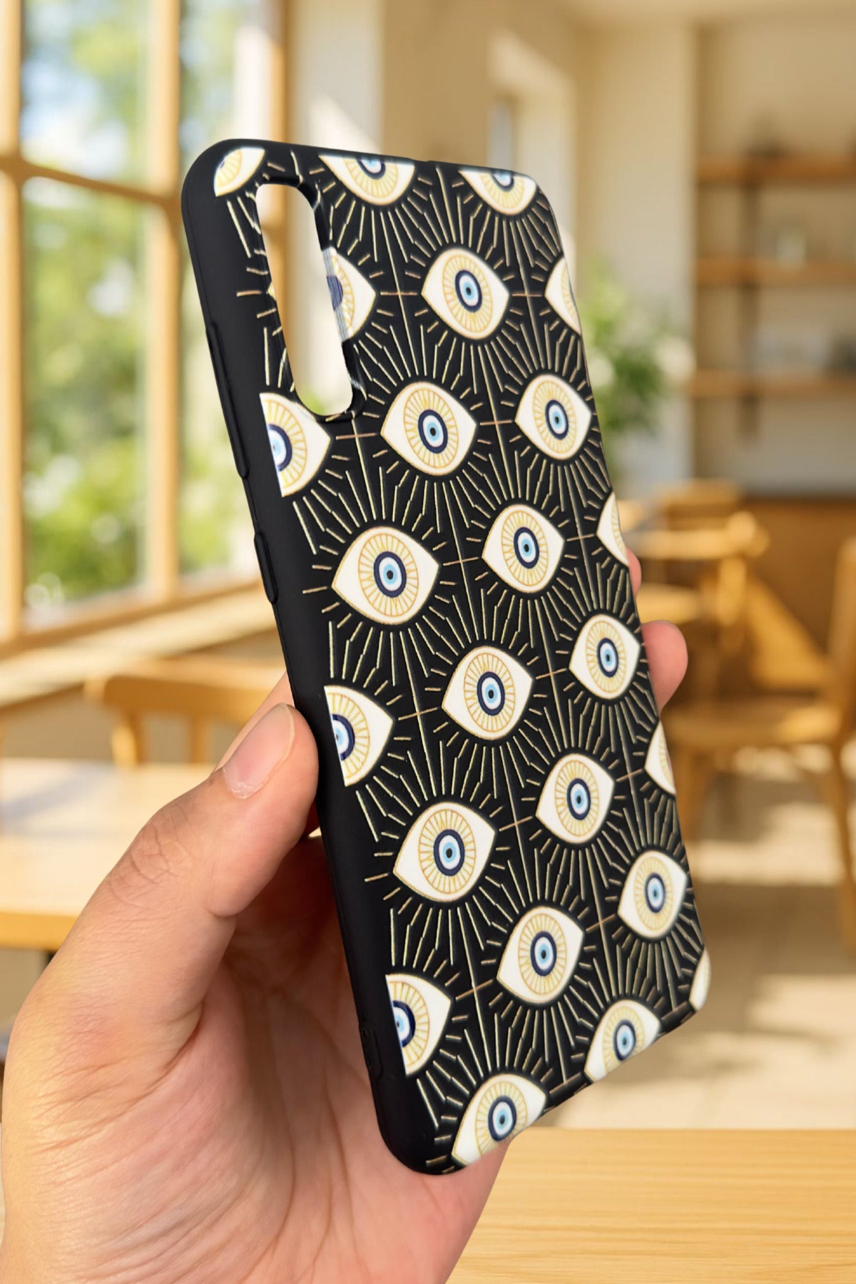 Samsung Galaxy A70 Uyumlu EVIL EYE DESENLİ Silikon Darbe Emici Klasik Korumalı Rubber Kılıf
