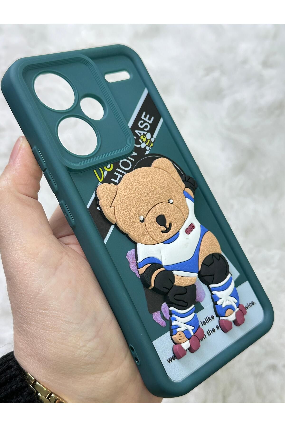 Redmi Note 13 Pro PLUS - Kabartmalı 3D Ayıcık Desenli Silikon Kamera Korumalı Lansman Ayıcıklı