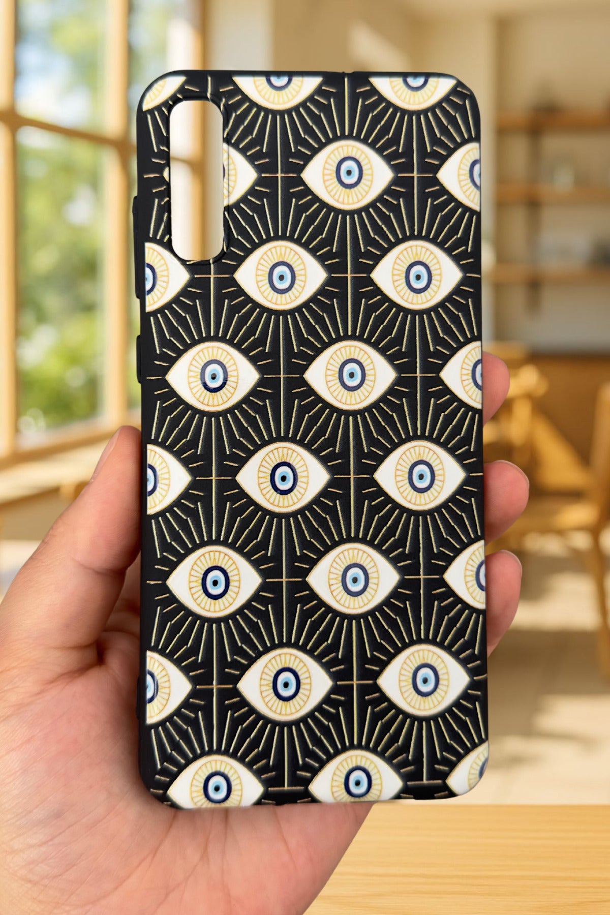 Samsung Galaxy A70 Uyumlu EVIL EYE DESENLİ Silikon Darbe Emici Klasik Korumalı Rubber Kılıf