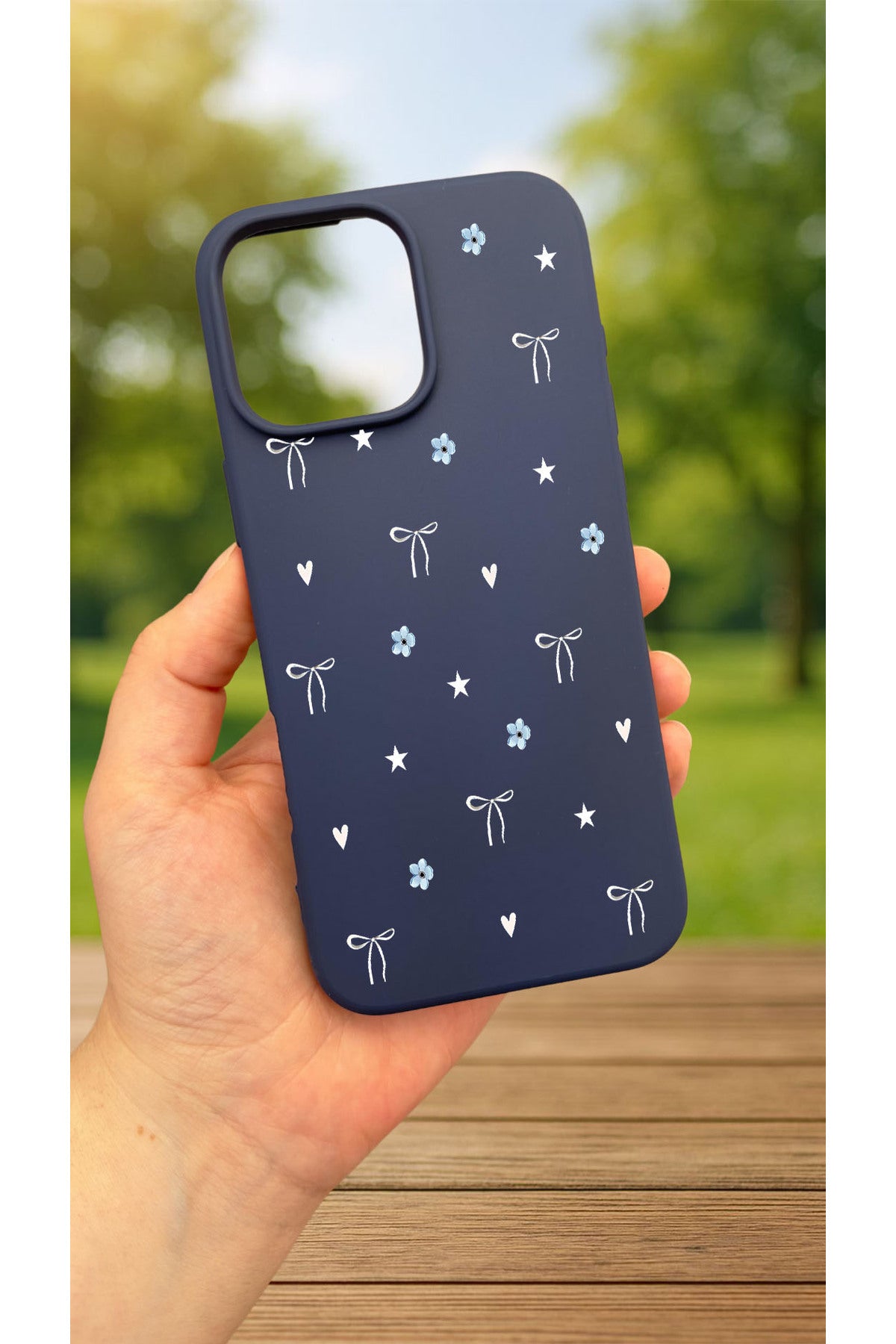 iPhone 15 Pro Max -MİNİ FİYONK DESENLİ Silikon Darbe Emici Klasik Korumalı Rubber Kılıf