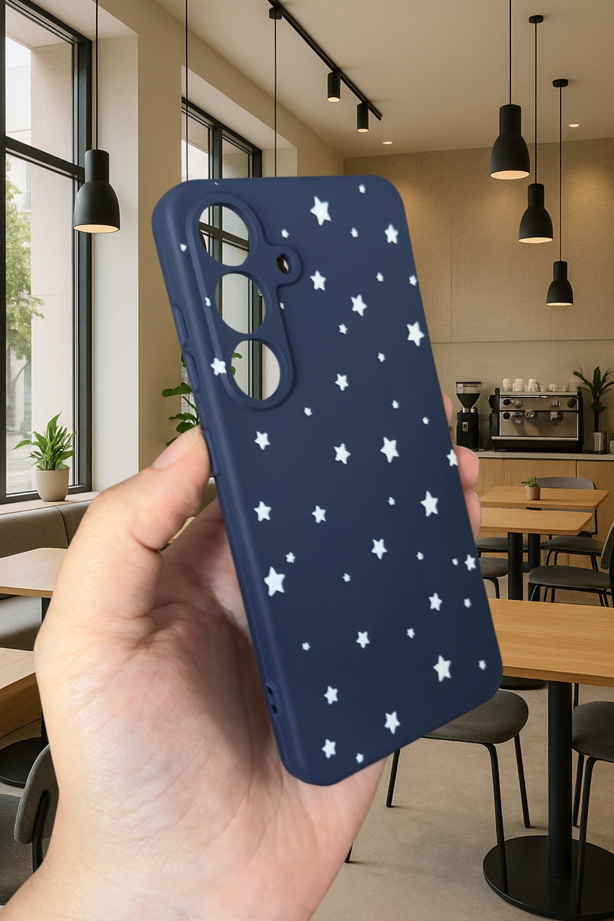 Samsung Galaxy M14 - MİNİMAL YILDIZ DESENLİ Silikon Darbe Emici Klasik Korumalı Rubber Kılıf