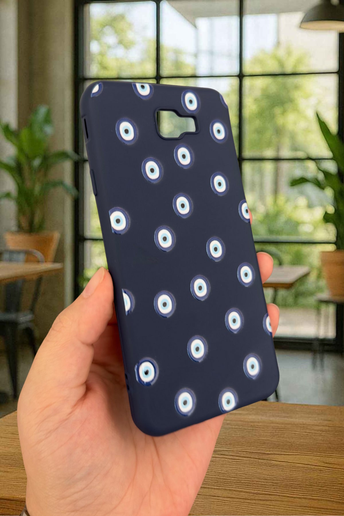 Samsung Galaxy J7 Prime - Nazar Boncuk Desenli Silikon Darbe Emici Klasik Korumalı Rubber Kılıf