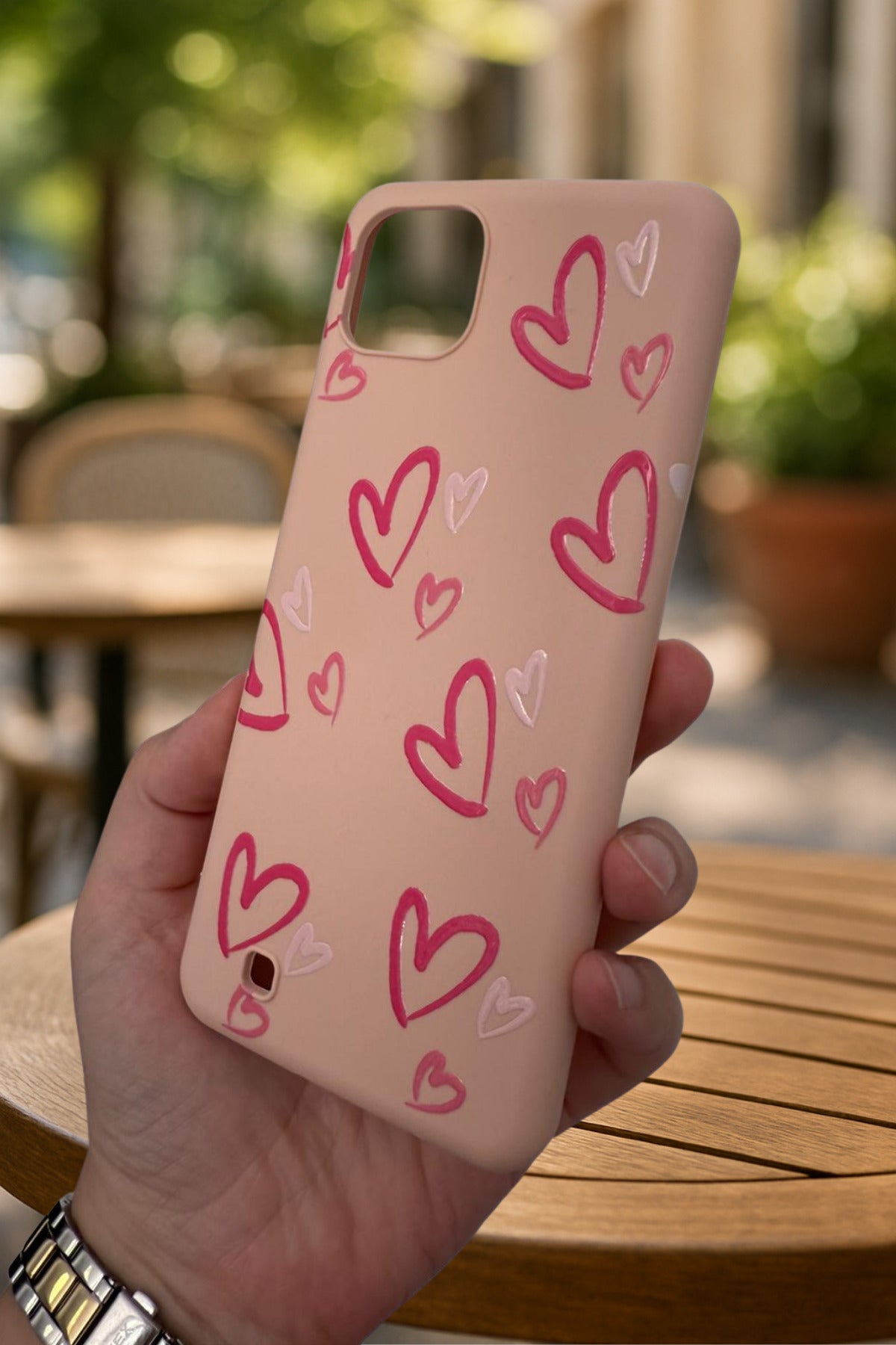 Realme C11 -PEMBE KALP DESENLİ Silikon Darbe Emici Klasik Korumalı Rubber Kılıf