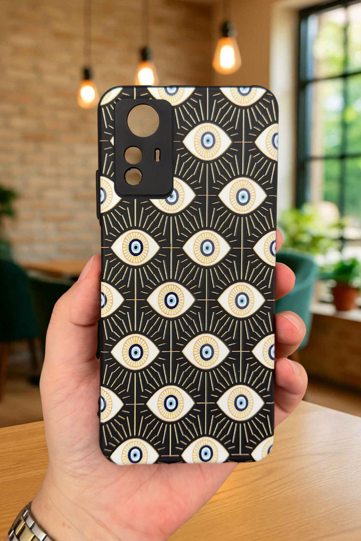 Xiaomi Redmi Note 12S - EVIL EYE DESENLİ Silikon Darbe Emici Klasik Korumalı Rubber Kılıf