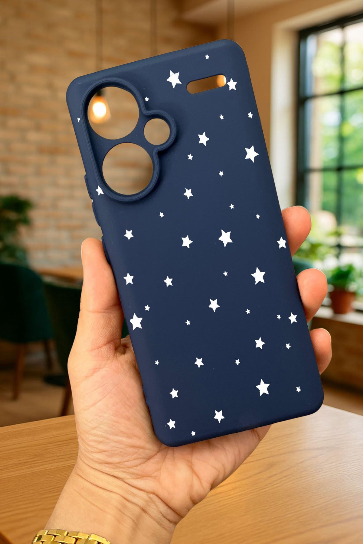 Redmi Note 13 Pro Plus - MİNİMAL YILDIZ DESENLİ Silikon Darbe Emici Klasik Korumalı Rubber Kılıf