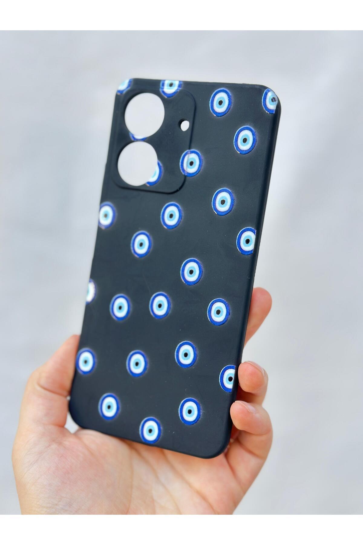 REDMİ 13C-NAZAR BONCUK DESENLİ Lansman Kamera Korumalı Yumuşak Silikon RUBBER Kılıf