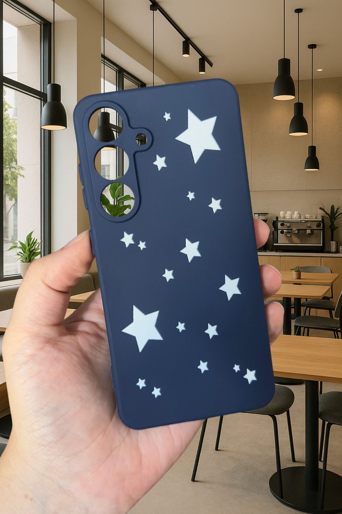 Samsung Galaxy S25 - MİNİ YILDIZ DESENLİ Silikon Darbe Emici Klasik Korumalı Rubber Kılıf