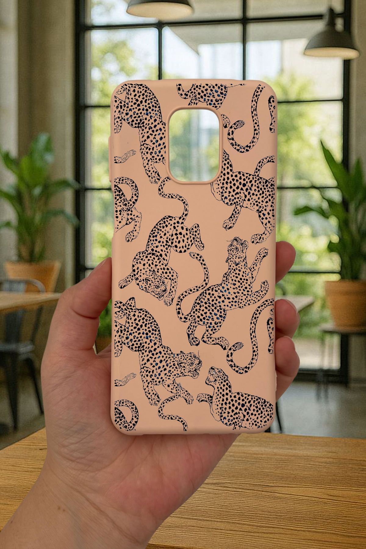 Xiaomi Redmi Note 9 Pro/9S Uyumlu LEOPAR DESENLİ Silikon Darbe Emici Klasik Korumalı Rubber Kılıf