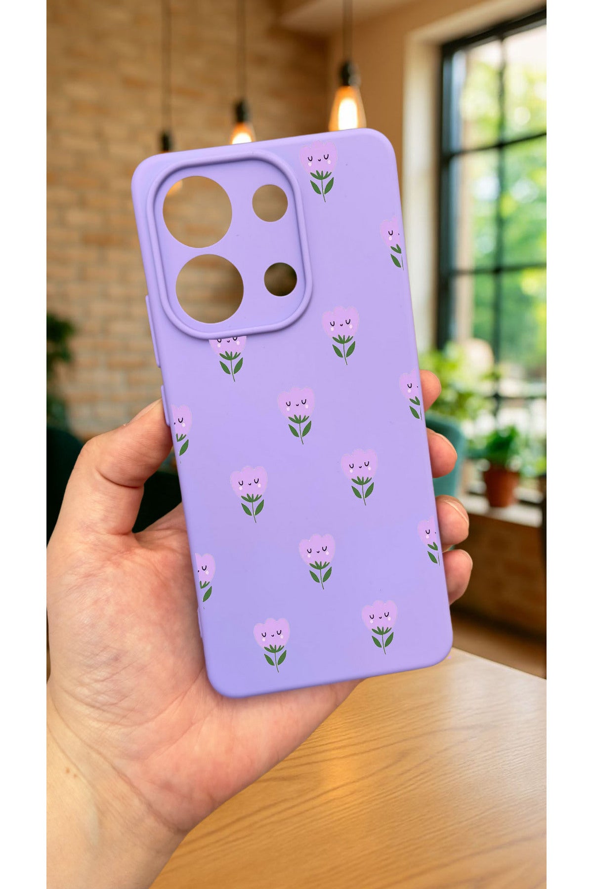 Xiaomi Redmi Note 13 4G Uyumlu MİNİ LALE DESENLİ Silikon Darbe Emici Klasik Korumalı Rubber Kılıf