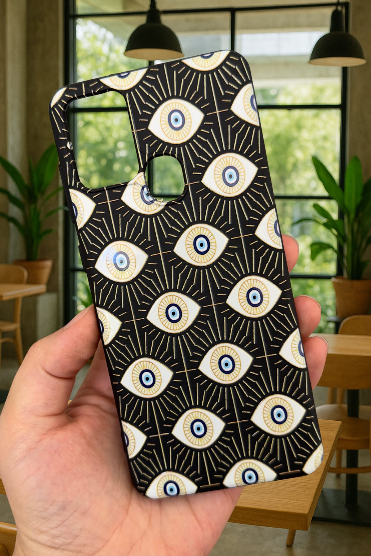 Samsung Galaxy A21s Uyumlu EVIL EYE Desenli Silikon Darbe Emici Klasik Korumalı Rubber Kılıf