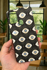 Samsung Galaxy A21s Uyumlu EVIL EYE Desenli Silikon Darbe Emici Klasik Korumalı Rubber Kılıf