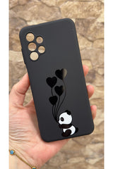 Samsung Galaxy A13 Uyumlu Kalpli Panda Desenli Silikon Darbe Emici Klasik Korumalı Rubber Kılıf