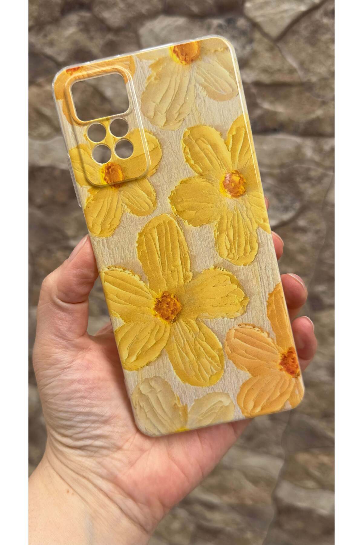 Redmi Note 11 Pro Uyumlu Sarı Çiçek Desenli Şeffaf Darbe Emici Kamera Korumalı Clear Kılıf