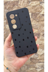 Redmi 15 Uyumlu Mini Siyah Yıldız Desenli Silikon Darbe Emici Klasik Korumalı Rubber Kılıf