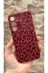 Samsung Galaxy A55 Uyumlu Leopar Desenli Silikon Darbe Emici Klasik Korumalı Rubber Kılıf