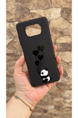 Poco X3 ve X3 Pro Uyumlu Kalpli Panda Desenli Silikon Darbe Emici Klasik Korumalı Rubber Kılıf
