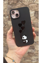 iPhone 13/14 Uyumlu Kalpli Panda Desenli Silikon Darbe Emici Klasik Korumalı Rubber Kılıf
