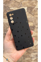 Samsung Galaxy S20 Fe Uyumlu Mini Siyah Yıldız Desenli Silikon Darbe Emici Klasik Korumalı Rubber Kılıf