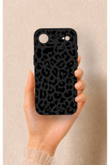 iPhone 17 Air Uyumlu Siyah Leopar Desenli Silikon Kılıf