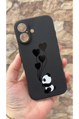 iPhone 17 Uyumlu Kalpli Panda Desenli Silikon Darbe Emici Klasik Korumalı Rubber Kılıf