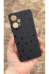 Poco F5 Uyumlu Mini Siyah Yıldız Desenli Silikon Darbe Emici Klasik Korumalı Rubber Kılıf